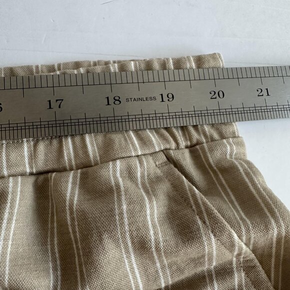Belle Kim‎ Gravel Pants Womens 1X Tan Striped Pull On Wide Leg Casual Stretch - Picture 8 of 12